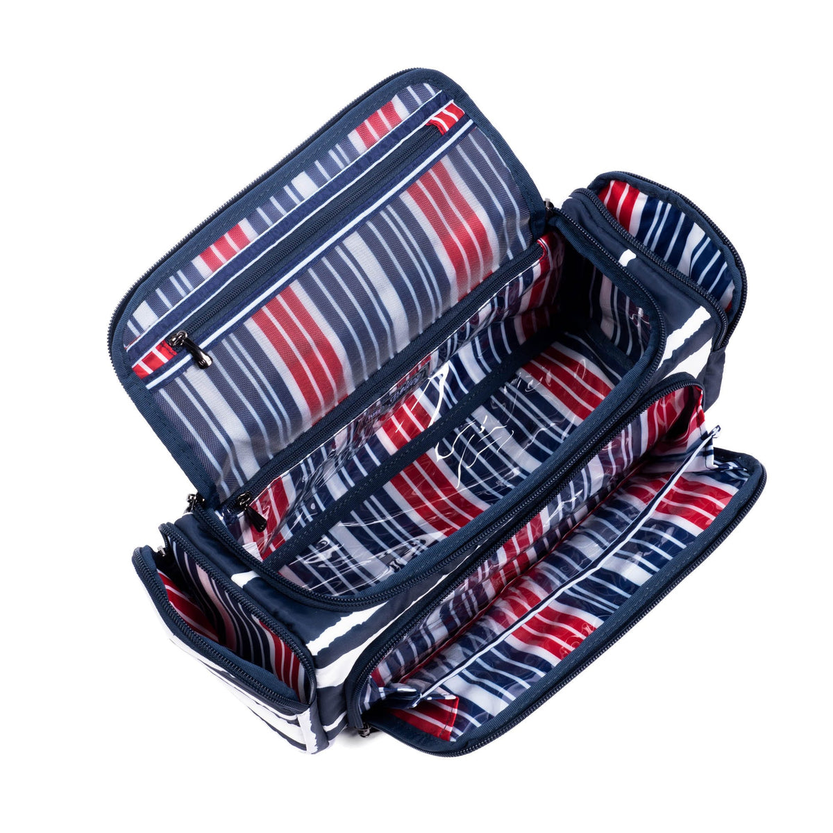 Fashionable & Simple Portable Striped Makeup Bag With Zipper