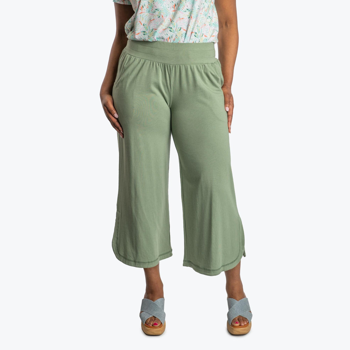 Wiffle Cotton Jersey Cropped Pant