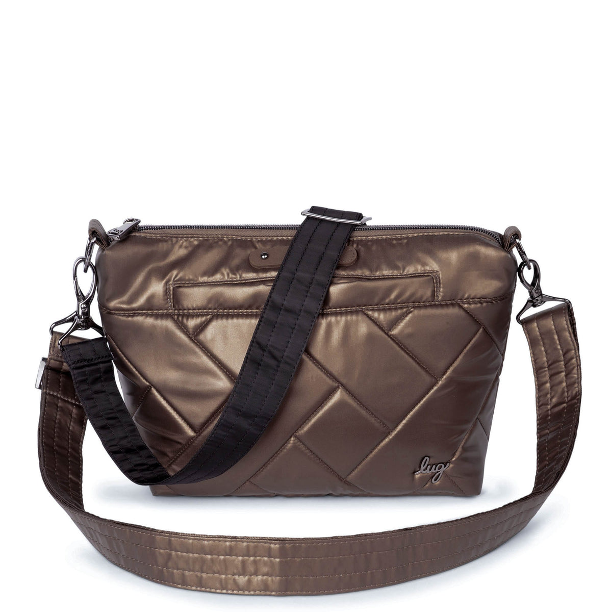 Slim Striped Crossbody Bag and Purse Strap in Dark Brown and