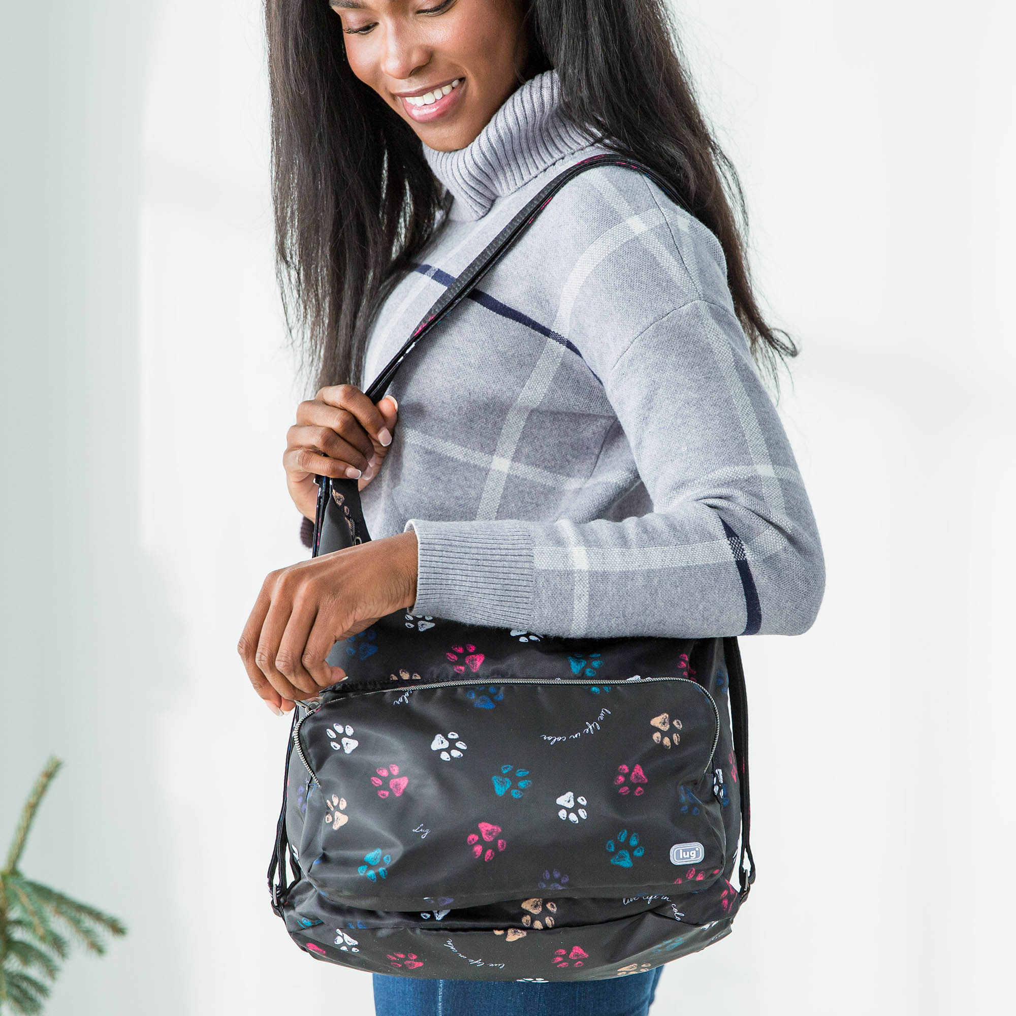 NWT Lug Zipliner store RFID Convertible Hobo Bag in Sold Out Color Bloom Navy.